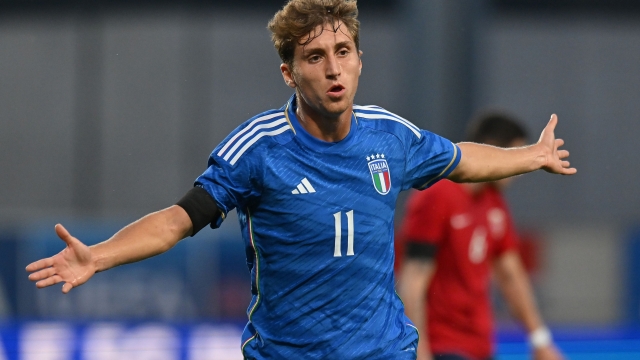 BOLZEN, ITALY - OCTOBER 17: Tommaso Baldanzi of Italy during the UEFA U21 EURO Qualifier match between Italy and Norway at Stadio Druso on October 17, 2023 in Bolzen, Italy. (Photo by Alessandro Sabattini/Getty Images)