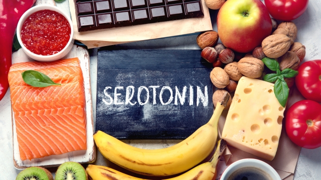 Foods for good mood, brain and happiness. Natural sources of serotonin and dopamine. Food for wellbeing, positive mood, better sleep, appetite and digestion, better memory, sexual desire and function