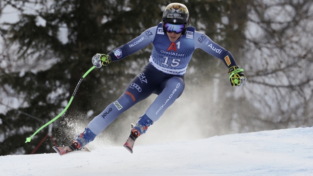 Italy's Federica Brignone speeds down the course during an alpine ski, women's World Cup super-G race, in Altenmarkt-Zauchensee, Austria, Friday, Jan. 12, 2024. (AP Photo/Marco Trovati)