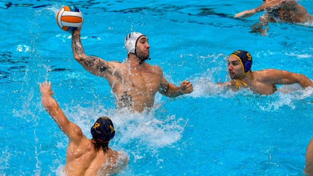 Edoardo Di Somma of Italy strikes at goal during the Quarter final match between team Italy (white cap) vs. team Montenegro (blue cap) European Men  Water Polo Championship 2024 at SP Mladost Pool in Zagreb (Croatia), January 12th, 2024.