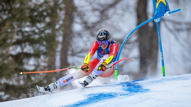 Lara Gut-Behrami of Switzerland competes in the women's Super G event of the FIS Alpine Skiing World Cup in Altenmarkt-Zauchensee, Austria on January 14, 2024. (Photo by Johann GRODER / various sources / AFP) / Austria OUT