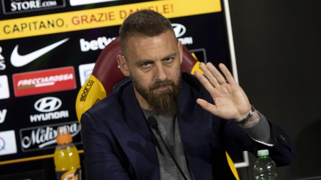 Italian midfielder of AS Roma Daniele De Rossi during a press conference at Trigoria's Sports Center, Rome, 14 May 2019. Roma captain Daniele De Rossi surprisingly announced on Tuesday, May 14, 2019 he is leaving his hometown club after 18 years. ANSA/MASSIMO PERCOSSI