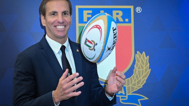 Newly appointed Italy's national rugby team head coach Argentina's Gonzalo Quesada poses during a press conference in Rome on October 31, 2023. (Photo by Tiziana FABI / AFP)