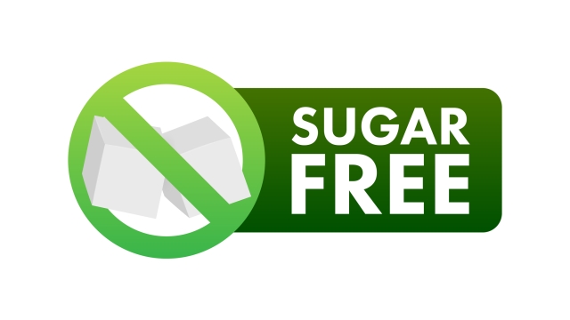Sugar free green button. Round green label. Vector stock illustration.