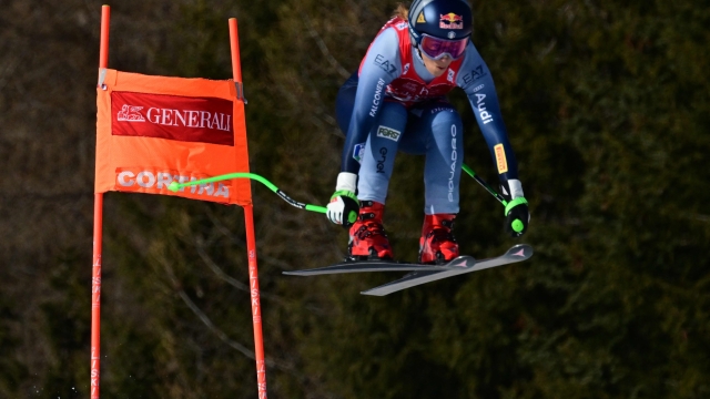 Italy's Sofia Goggia competes during the Women's Downhill event of FIS Alpine Skiing World Cup in Cortina d'Ampezzo, Italy on January 26, 2024. (Photo by Tiziana FABI / AFP)