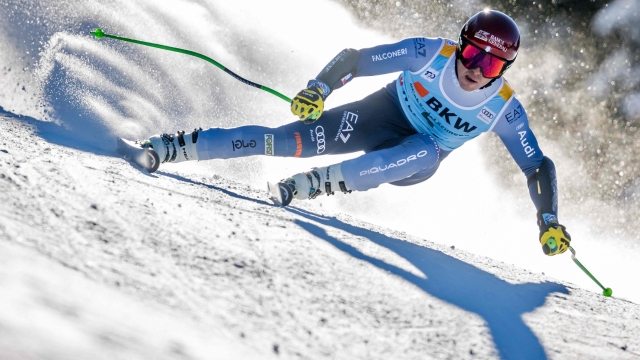 Italy's Guglielmo Bosca competes in the men's Super-G event at the FIS Alpine Skiing World Cup event in Wengen on January 12, 2024. (Photo by Fabrice COFFRINI / AFP)