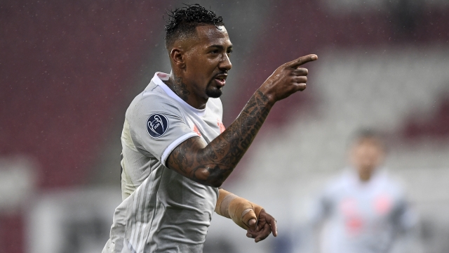 FILE - Bayern's Jerome Boateng celebrates after he scored his side's third goal during their Champions League soccer match against RB Salzburg in Salzburg, Austria, Tuesday, Nov. 3, 2020. Boateng is not returning to Bayern Munich after the Bavarian powerhouse said its injury worries had eased. The 35-year-old Boateng had been training with the squad this week and sporting director Christoph Freund said Tuesday, Oct. 3, 2023 that it would be a ?nice story? if he re-signed for the club where he twice won a Champions League, Bundesliga and German Cup treble (2013 and 2020). (AP Photo/Andreas Schaad, file)