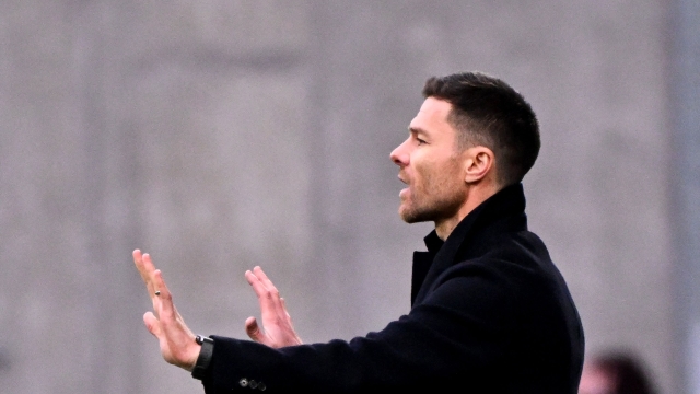 Bayer Leverkusen's Spanish head coach Xabi Alonso reacts from the sidelines during the German first division Bundesliga football match between SV Darmstadt 98 and Bayer 04 Leverkusen in Darmstadt, western Germany on February 3, 2024. (Photo by Kirill KUDRYAVTSEV / AFP) / DFL REGULATIONS PROHIBIT ANY USE OF PHOTOGRAPHS AS IMAGE SEQUENCES AND/OR QUASI-VIDEO