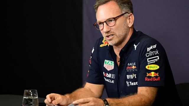 Oracle Red Bull Racing's Team Chief, British Christian Horner, speaks during a press conference at the Autodromo Hermanos Rodriguez in Mexico City on October 27, 2022, ahead of the Formula One Mexico Grand Prix. (Photo by ALFREDO ESTRELLA / AFP)