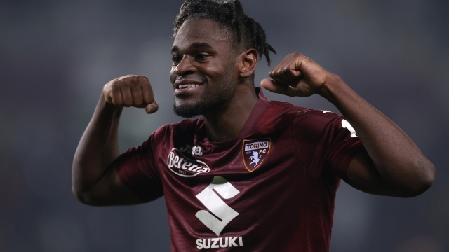 TURIN, ITALY - FEBRUARY 16: Duvan Zapata of Torino FC celebrates after scoring to give the side a 2-0 lead during the Serie A TIM match between Torino FC and US Lecce - Serie A TIM  at Stadio Olimpico di Torino on February 16, 2024 in Turin, Italy. (Photo by Jonathan Moscrop/Getty Images)