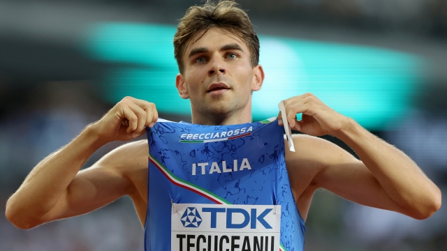 BUDAPEST, HUNGARY - AUGUST 22: Catalin Tecuceanu of Team Italy reacts after competing in the Heat 1 of Men's 800m Qualification during day four of the World Athletics Championships Budapest 2023 at National Athletics Centre on August 22, 2023 in Budapest, Hungary. (Photo by Steph Chambers/Getty Images)