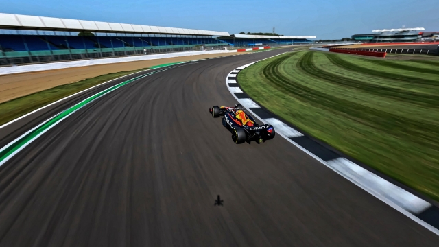 Liam Lawson of the New Zealand seen form the Red Bull Drone 1 piloted by Shaggy FPV Ralph Hogenbrik of the Netherlands in Silverstone, Great Britain on February 13, 2024. // Joerg Mitter / Red Bull Content Pool // SI202402270361 // Usage for editorial use only //