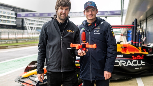 Shaggy FPV Ralph Hogenbrik of the Netherlands and Max Verstappen of the Netherlands seen in Silverstone, Great Britain on February 13, 2024.