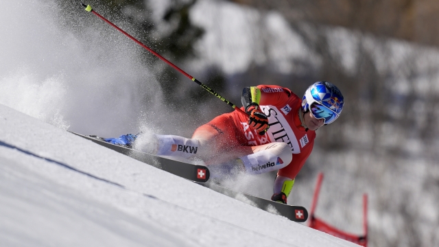 Switzerland\'s Marco Odermatt competes during a men\'s World Cup giant slalom skiing race Friday, March 1, 2024, in Aspen, Colo. (AP Photo/John Locher)     Associated Press / LaPresse Only italy and Spain