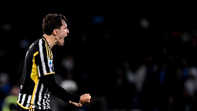 NAPLES, ITALY - MARCH 3: Federico Chiesa of Juventus celebrates 1-1 goal during the Serie A TIM match between SSC Napoli and Juventus - Serie A TIM  at Stadio Diego Armando Maradona on March 3, 2024 in Naples, Italy. (Photo by Daniele Badolato - Juventus FC/Juventus FC via Getty Images)