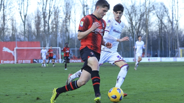 MILAN, ITALY - MARCH 04: Filippo Scotti of AC Milan U19 in action during the Primavera 1 match between Milan U19 and Fiorentina U19 at Vismara PUMA House of Football on March 04, 2024 in Milan, Italy. (Photo by Giuseppe Cottini/AC Milan via Getty Images)