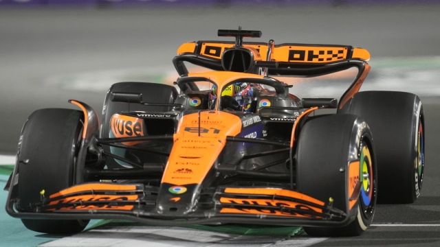 McLaren driver Oscar Piastri of Australia steers his car during the Formula One Saudi Arabian Grand Prix at the Jeddah Corniche Circuit, in Jedda, Saudi Arabia, Saturday, March 9, 2024. (AP Photo/Darko Bandic)