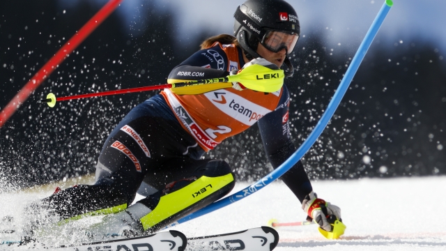 SAALBACH, AUSTRIA - MARCH 16 : Anna Swenn Larsson of Team Sweden in action during the Audi FIS Alpine Ski World Cup Finals Women's Slalom on March 16, 2024 in Saalbach Austria. (Photo by Christophe Pallot/Agence Zoom/Getty Images)