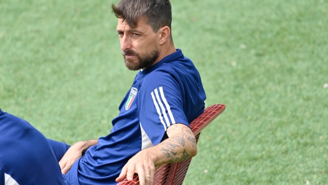 Italian Francesco Acerbi during a training session of the Italian national team at Coverciano traning centre in Florence, Italy, 14 June 2023 ANSA/CLAUDIO GIOVANNINI