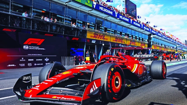 MELBOURNE, AUSTRALIA - MARCH 23: Charles Leclerc of Monaco driving the (16) Ferrari SF-24 in the Pitlane during qualifying ahead of the F1 Grand Prix of Australia at Albert Park Circuit on March 23, 2024 in Melbourne, Australia. (Photo by Mark Thompson/Getty Images)
