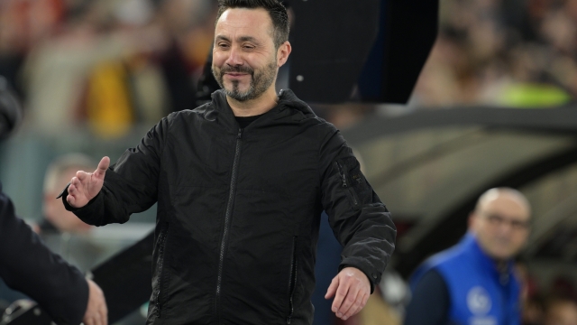 Roberto De Zerbi coach of Brighton  during the UEFA Europe League soccer match between first leg of the round of 16 between Roma and Brighton FC at the Rome's Olympic stadium, Italy - Thursday, March 7, 2024 - Sport  Soccer ( Photo by Alfredo Falcone/LaPresse )