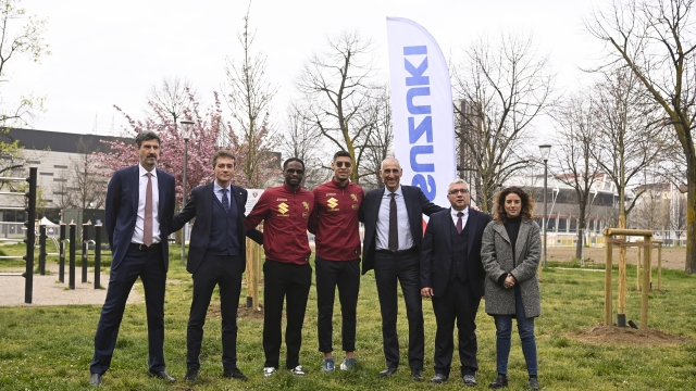 -during the planting ceremony of the 11 trees donated to the city by Suzuki together with the Torino Fc. April 4, 2024. sport. (Photo by Fabio Ferrari/LaPresse)