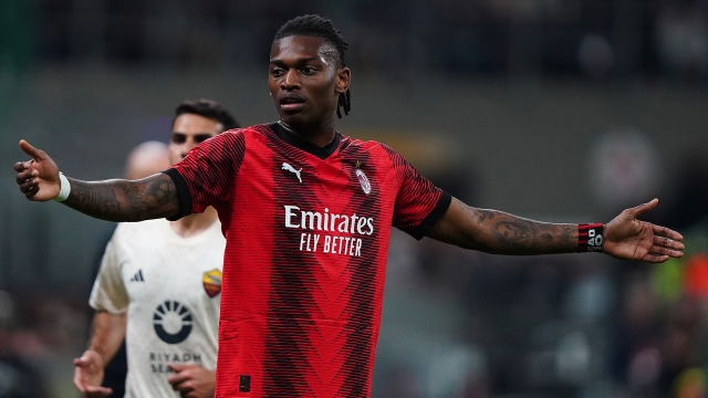 AC Milan's Rafael Leao during the Europa League soccer  match between Ac Milan and As Roma at the San Siro Stadium in Milan , Italy - Thursday , April 11 2024. Sport - Soccer . (Photo by Spada/LaPresse)