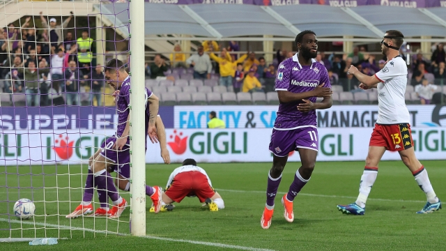 FLORENCE, ITALY - APRIL 15: Nanitamo Jonathan Ikoné of ACF Fiorentina celebrates after scoring a goal during the Serie A TIM match between ACF Fiorentina and Genoa CFC at Stadio Artemio Franchi on April 15, 2024 in Florence, Italy.(Photo by Gabriele Maltinti/Getty Images)