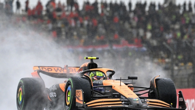 McLaren's British driver Lando Norris drives during the sprint qualifying session ahead of the Formula One Chinese Grand Prix at the Shanghai International Circuit in Shanghai on April 19, 2024. (Photo by GREG BAKER / AFP)