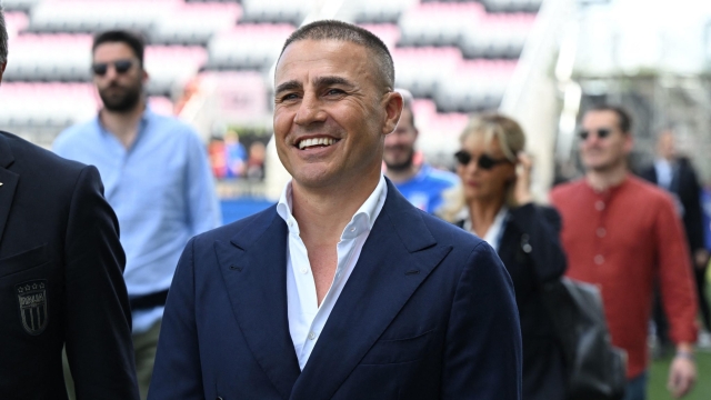 FORT LAUDERDALE, FLORIDA - MARCH 21: Fabio Cannavaro arrives before the International Friendly match between Venezuela and Italy at Chase Stadium on March 21, 2024 in Fort Lauderdale, Florida.   Claudio Villa/Getty Images/AFP (Photo by CLAUDIO VILLA / GETTY IMAGES NORTH AMERICA / Getty Images via AFP)