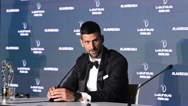 MADRID, SPAIN - APRIL 22: Novak Djokovic speaks at the Winners Press Conference during the  Laureus World Sports Awards Madrid 2024 at Galería De Cristal on April 22, 2024 in Madrid, Spain.  (Photo by Carlos Alvarez/Getty Images for Laureus)