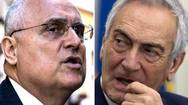 Il patron della Lazio, Claudio Lotito (S), e il presidente della Figc, Gabriele Gravina", 05 marzo 2024.    ANSA