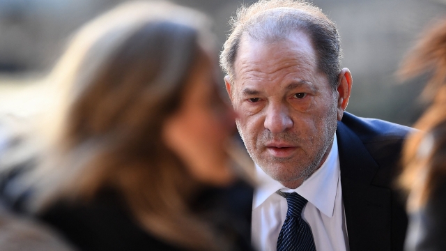 (FILES) Harvey Weinstein arrives to the Manhattan Criminal Court, on February 21, 2020, in New York City. New York's highest court on April 25, 2024, overturned Hollywood producer Weinstein's 2020 conviction on sex crime charges and ordered a new trial. In their decision, judges cited errors in the way the trial had been conducted, including admitting the testimony of women who were not part of the charges against him. "Order reversed and a new trial ordered," the judges wrote. (Photo by Johannes EISELE / AFP)