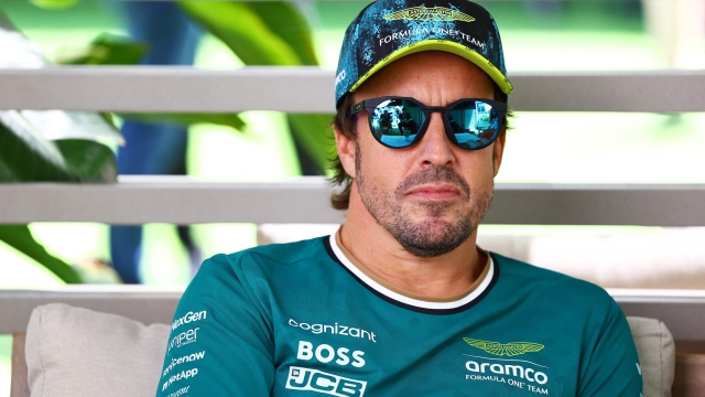 MIAMI, FLORIDA - MAY 02: Fernando Alonso of Spain and Aston Martin F1 Team looks on in the Paddock during previews ahead of the F1 Grand Prix of Miami at Miami International Autodrome on May 02, 2024 in Miami, Florida.   Mark Thompson/Getty Images/AFP (Photo by Mark Thompson / GETTY IMAGES NORTH AMERICA / Getty Images via AFP)