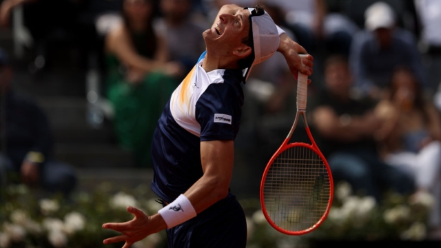 ROME, ITALY - MAY 08: Francesco Passaro of Italy during their men's singles first round match match against Christian Garin of Chile on day one of the Internazionali BNL D'Italia at Foro Italico on May 08, 2022 in Rome, Italy. (Photo by Alex Pantling/Getty Images)
