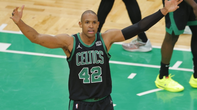epa11343555 Boston Celtics center Al Horford gestures to the crowd during the second half of the NBA Eastern Conference Semifinal game five between the Boston Celtics and the Cleveland Cavaliers in Boston, Massachusetts, USA, 15 May 2024. The Celtics advance to the NBA Eastern Conference Finals after beating the Cavaliers in the best of seven series 4-1.  EPA/CJ GUNTHER  SHUTTERSTOCK OUT