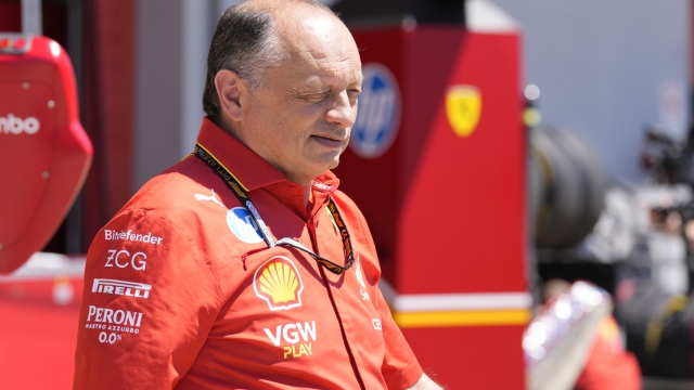 Ferrari Team Principal Fred Vasseur walks to the pit wall before the third practice at the Dino and Enzo Ferrari racetrack in Imola, Italy, Imola, Saturday, May 18, 2024. The Italy's Emilia Romagna Formula One Grand Prix will be held on Sunday. (AP Photo/Antonio Calanni)