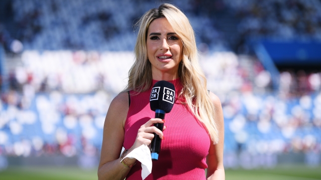REGGIO NELL'EMILIA, ITALY - APRIL 14: Diletta Leotta, TV Presenter for DAZN looks on prior to the Serie A TIM match between US Sassuolo and AC Milan at Mapei Stadium - Citta' del Tricolore on April 14, 2024 in Reggio nell'Emilia, Italy. (Photo by Alessandro Sabattini/Getty Images)