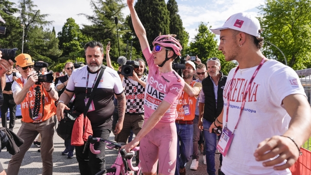 Pogacar Tadej (Team Uae Emirates) pink jersey, winner at the end of the stage 20 of the of the Giro d'Italia from Alpago to Bassano del Grappa, 25 May 2024 Italy. (Photo by Fabio Ferrari/LaPresse)