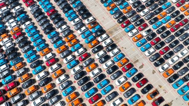 epa11217305  An aerial drone photo shows vehicles for export parking at Jiangyin terminal of Fuzhou Port in Fuzhou, southeast China, 12 March 2024. Four thousand vehicles produced by the passenger car workshop of Ningde base of SAIC Motor Corporation Ltd. on 12 March boarded the ro-ro cargo vessel "Wisdom Ace" at Jiangyin terminal of Fuzhou Port. This batch of vehicles will be sent to countries including the Netherlands, Egypt, and Britain. According to reports, this is the largest single load of export vehicles in Fujian Province, which include 2,800 new energy vehicles.  EPA/XINHUA / Lin Shanchuan CHINA OUT / UK AND IRELAND OUT  /       MANDATORY CREDIT  EDITORIAL USE ONLY  EDITORIAL USE ONLY
