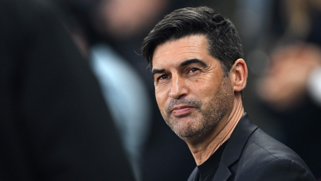 Lille's Portuguese head coach Paulo Fonseca reacts during the UEFA Europa Conference League quarter-final first leg football match between Aston Villa and Lille at Villa Park in Birmingham, central England on April 11, 2024. (Photo by JUSTIN TALLIS / AFP)