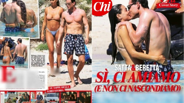 Melissa Satta e Carlo Gussalli Beretta allo scoperto: i baci in spiaggia in Sardegna