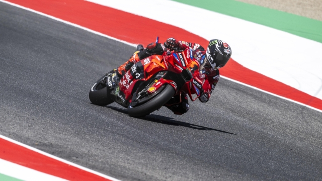 Italian MotoGP rider Francesco Bagnaia, of Ducati Lenovo Team in action during qualifying session of the Motorcycling Grand Prix of Italy at the Mugello circuit in Scarperia, central Italy, 1 June 2024. ANSA/CLAUDIO GIOVANNINI