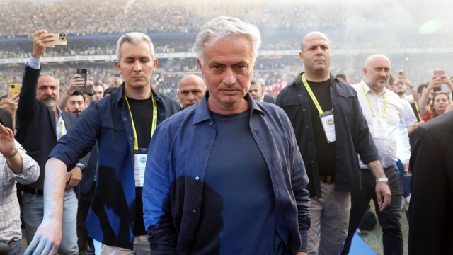 epaselect epa11386170 Jose Mourinho is presented as Fenerbahce's new head coach during a ceremony at the Ulker Stadium in Istanbul, Turkey, 02 June 2024. Jose Mourinho signs a two-year contract with Fenerbahce.  EPA/ERDEM SAHIN