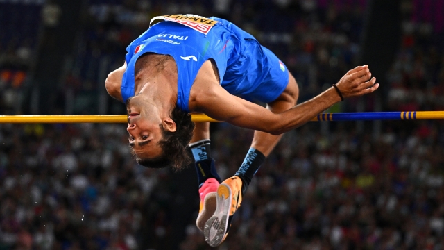 ROME, ITALY - JUNE 11: Gianmarco Tamberi of Team Italy competes in the Men's High Jump Final on day five of the 26th European Athletics Championships - Rome 2024 at Stadio Olimpico on June 11, 2024 in Rome, Italy.  (Photo by Mattia Ozbot/Getty Images for European Athletics)