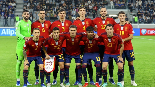 epa11393046 (FILE) - The starting eleven of Spain pose for the team picture before the UEFA EURO 2024 Group A qualification match between Cyprus and Spain in Limassol, Cyprus, 16 November 2023 (re-issued 06 June 2024). Spain are playing in Group B at the UEFA EURO 2024 with Croatia, Italy, Albania. Top from L: David Raya, Mikel Merino, Robin Le Normand, Pau Torres, Joselu and Martin Zubimendi. Front from L: Alejandro Grimaldo, Jesus Navas, Gavi, Lamine Yamal and Mikel Oyarzabal.  EPA/CHARA SAVVIDES