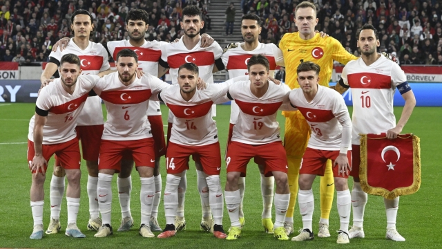 epa11393032 (FILE) - Players of Turkey pose for the starting eleven group photo prior the friendly soccer match between Hungary and Turkey in Budapest, Hungary, 22 March 2024 (re-issued 06 June 2024). Turkey will play in Group F at the UEFA EURO 2024 with Czech Republic, Georgia and Portugal. Top from L: Enes Uenal, Ozan Kabak, Samet Akaydin, Zeki Celik, Mert Guenok and Calhanoglu. Front from L: Ismail Yueksek, Orkum Koekcue, Yunus Akguen, Kenan Yildiz and Ridvan Yilmaz  EPA/Szilard Koszticsak HUNGARY OUT