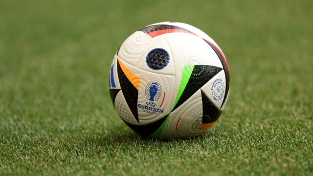 HAMBURG, GERMANY - JUNE 16: The EURO 2024 Adidas Fussballliebe Match Ball is seen prior to the UEFA EURO 2024 group stage match between Poland and Netherlands at Volksparkstadion on June 16, 2024 in Hamburg, Germany.   (Photo by Julian Finney/Getty Images)