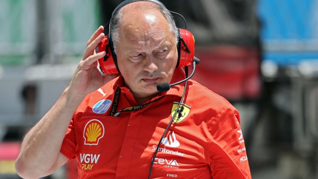 Ferrari team French director Frederic Vasseur is pictured during the third practice session at the Circuit de Catalunya on June 22, 2024 in Montmelo, on the outskirts of Barcelona, during the Spanish Formula One Grand Prix. (Photo by Thomas COEX / AFP)