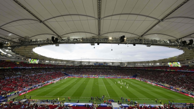 General view of the stadium before a Group A match between Scotland and Hungary at the Euro 2024 soccer tournament in Stuttgart, Germany, Sunday, June 23, 2024. (AP Photo/Ariel Schalit)